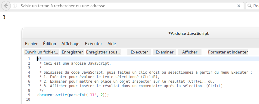 copie écran ardoise exécutée
